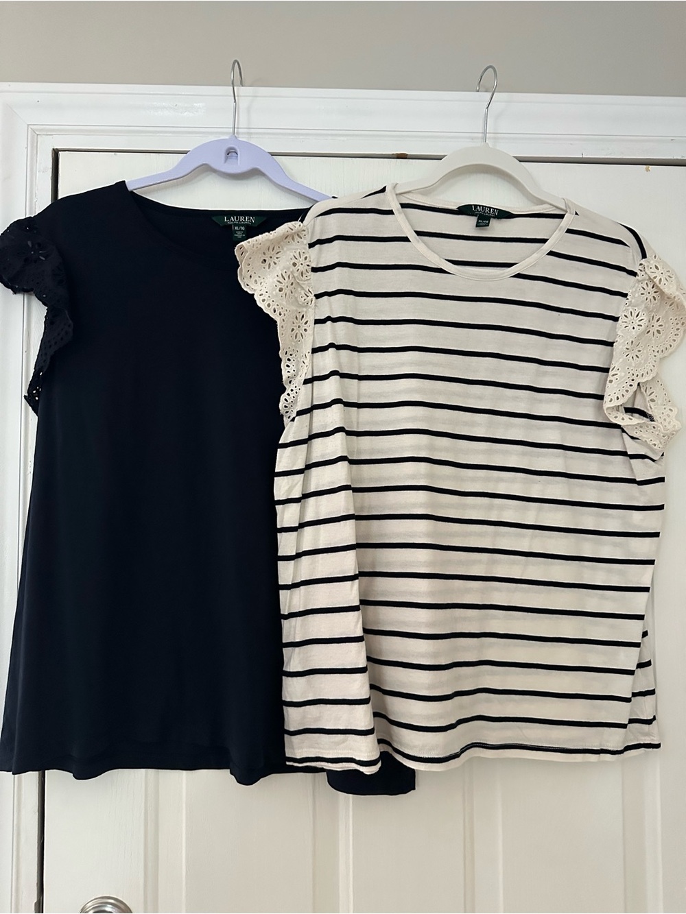 Lauren Ralph Lauren Eyelet Flutter Sleeve Top XL Bundle